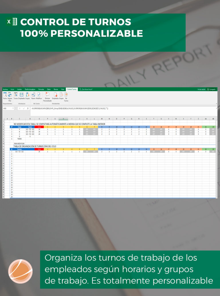 Plantilla Control De Turnos Personalizable Cuadrante De Trabajo